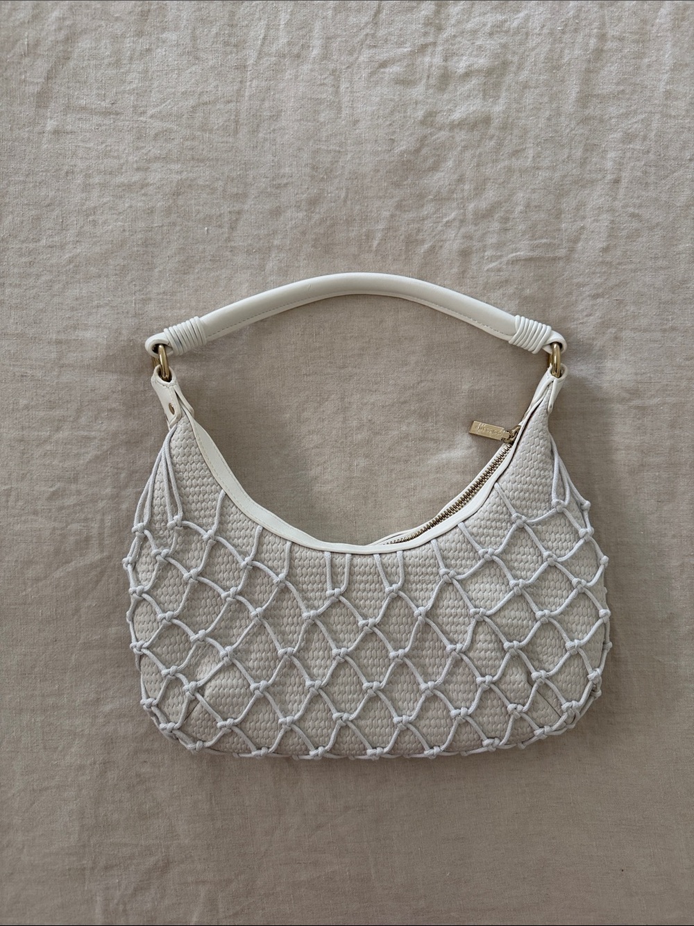Dolce Vita White Knotted Mesh Shoulder Bag